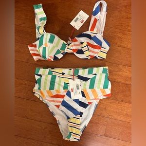Solid and Striped Bikini Set